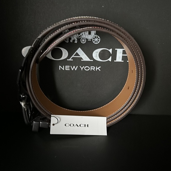 NWT Coach Roller Buckle Cut To Size Reversible Belt Rainbow Signature Canvas - Picture 6 of 7